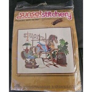 Sunset Stitchery Crewel Kit Treasures From The Past Antiques Horse Radio 16 x 20